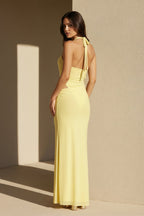 Robe longue jaune dos nu - Harana