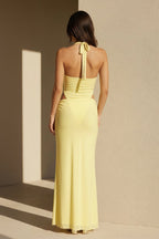 Robe longue jaune dos nu - Harana