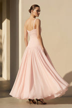 Robe longue rose poudré à fines bretelles - Harana
