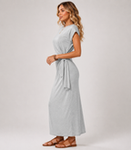 Vestido midi gris efecto anudado - Harana