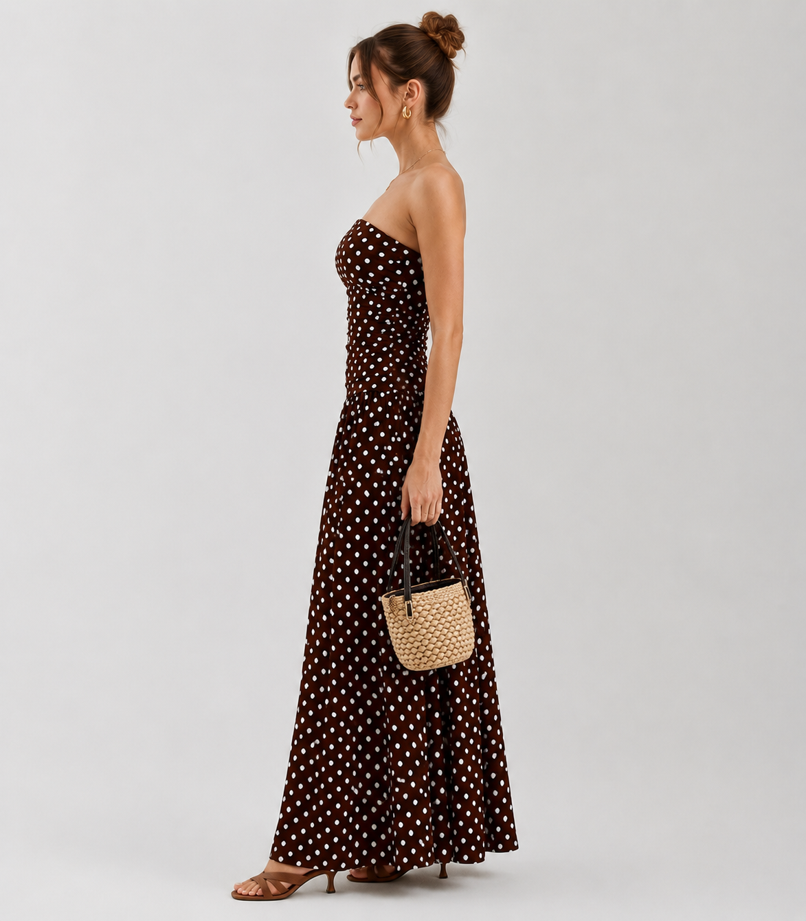 Robe longue à pois dos nu - Harana