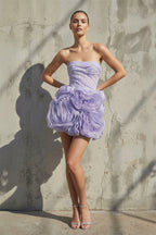 Robe courte bustier effet drapé - Harana