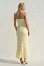 Robe midi jaune à volants - Harana