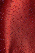 Robe longue rouge dos nu avec fente perlée - Harana