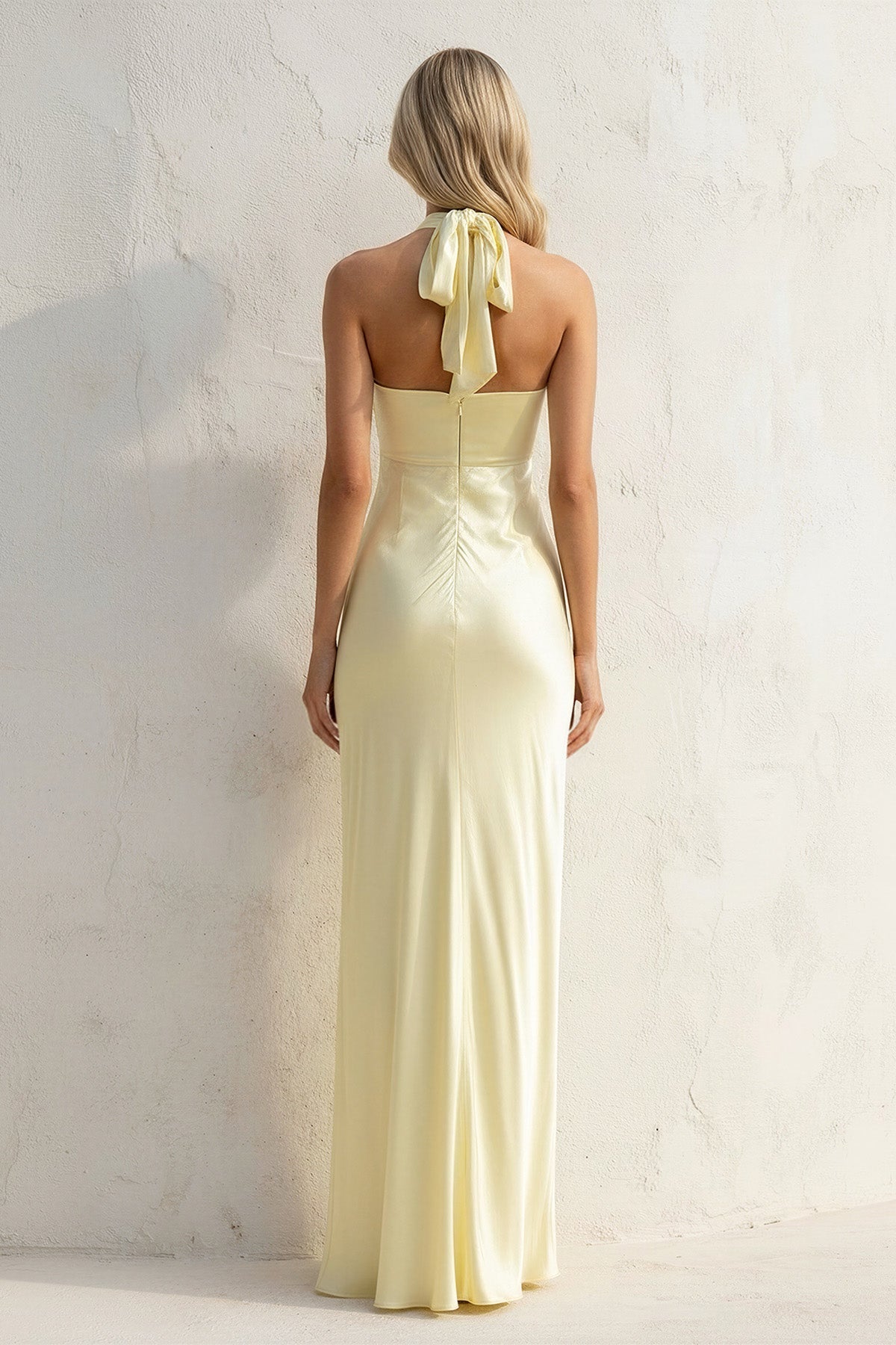 Robe longue jaune dos nu - Harana