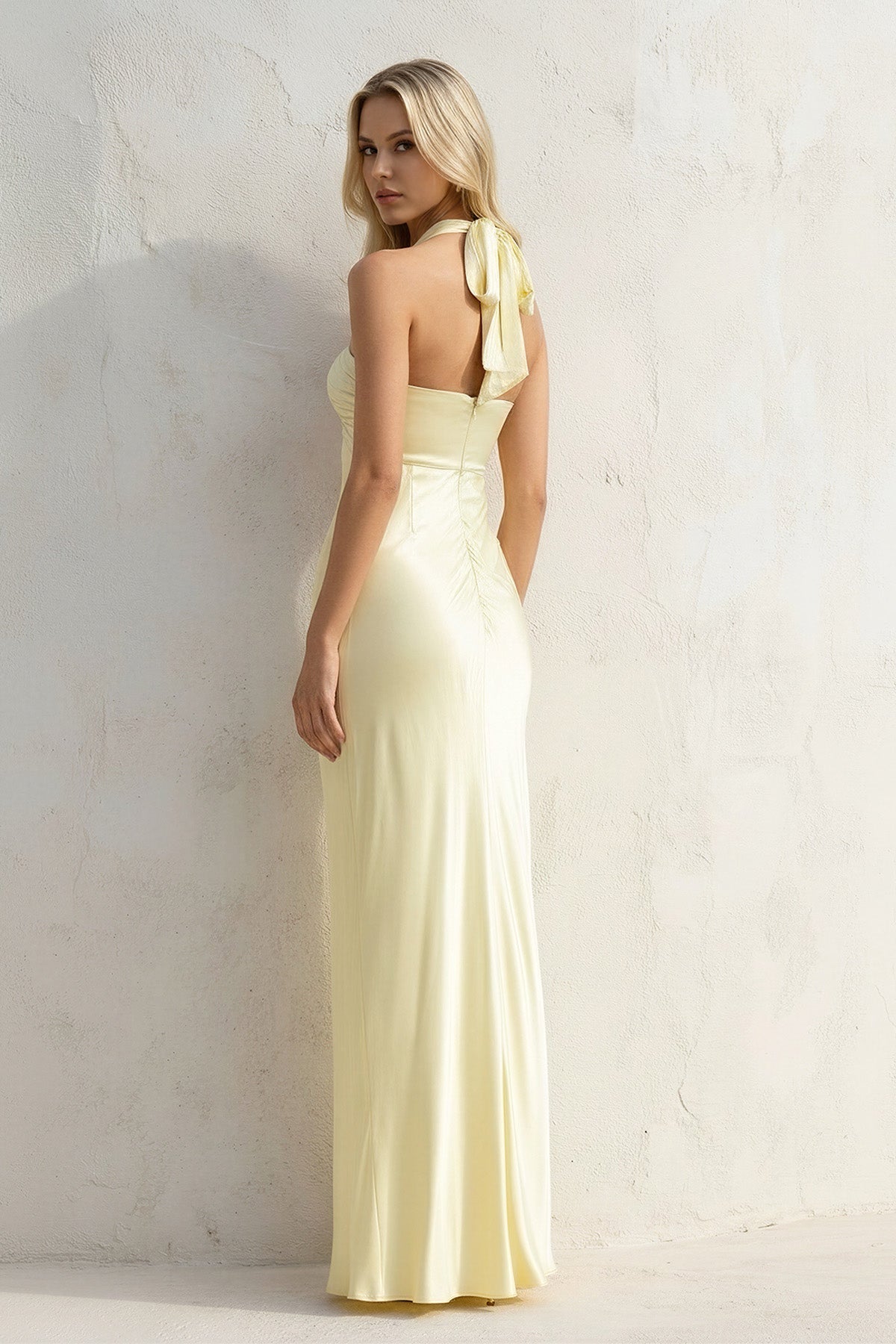 Robe longue jaune dos nu - Harana