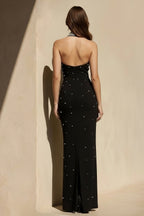 Robe longue noir coupe sirène dos nu - Harana