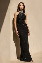Robe longue noir coupe sirène dos nu - Harana