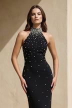 Robe longue noir coupe sirène dos nu - Harana