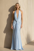 Robe longue dos nu plissée - Harana