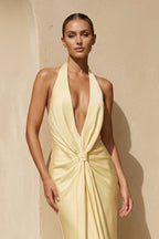 Robe longue dos nu plissée - Harana
