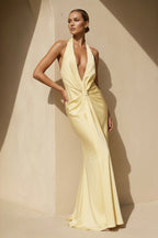 Robe longue dos nu plissée - Harana