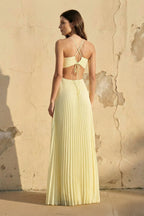Robe longue dos nu plissée - Harana