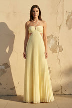 Robe longue dos nu plissée - Harana