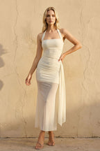Robe longue dos nu effet drapé - Harana