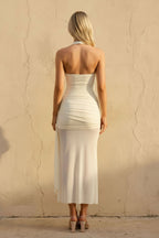 Robe longue dos nu effet drapé - Harana