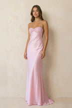 Robe longue satinée dos nu - Harana