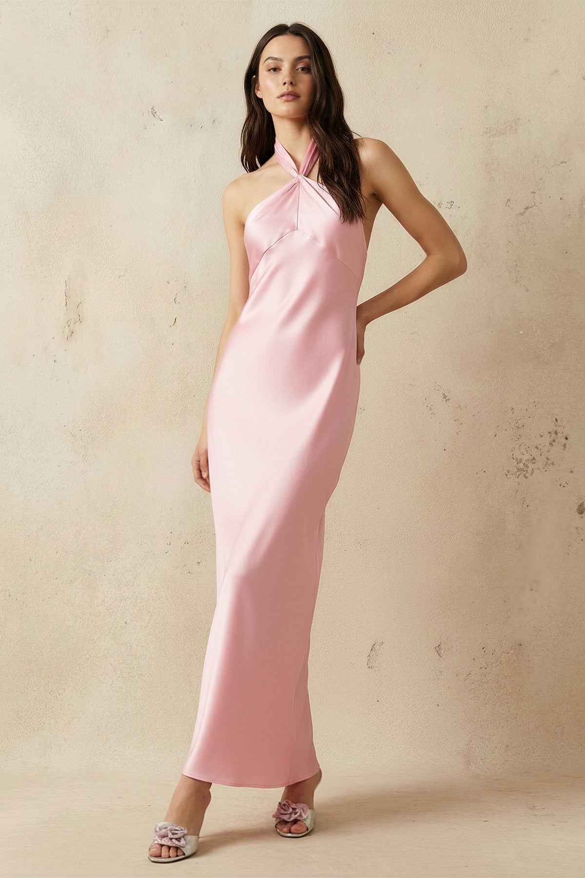 Robe longue rose dos nu - Harana