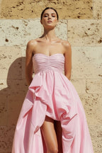 Robe longue rose bustier effet drapé - Harana
