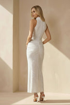 Robe midi blanc perlée - Harana
