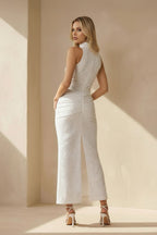 Robe midi blanc perlée - Harana