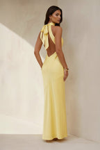 Robe longue jaune avec nœud - Harana