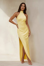 Robe longue jaune avec nœud - Harana