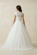 Robe de mariée blanc longue en tulle coupe trapèze - Harana