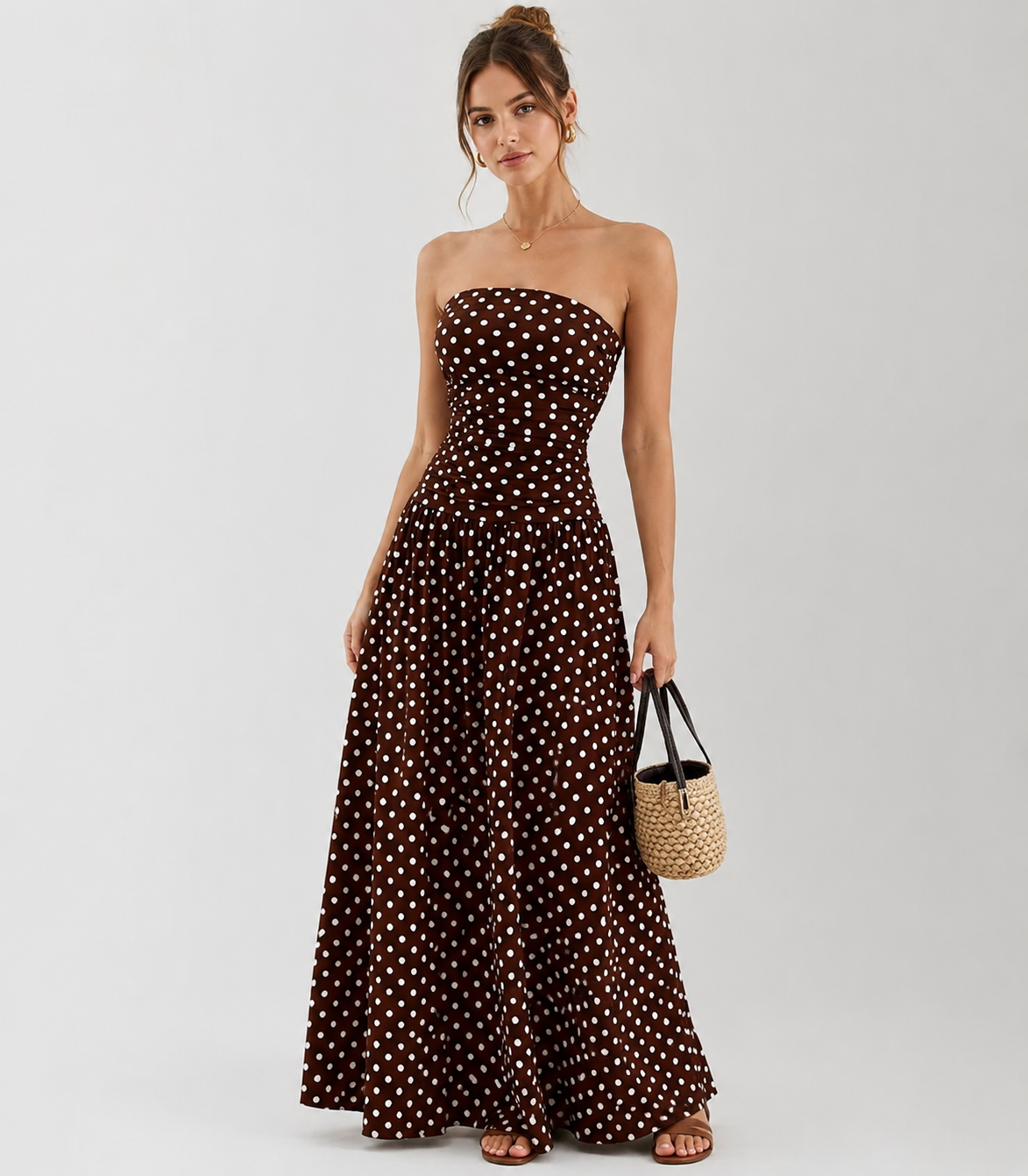 Robe longue à pois dos nu - Harana