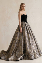 Robe de mariée noir longue sans manches coupe trapèze - Harana