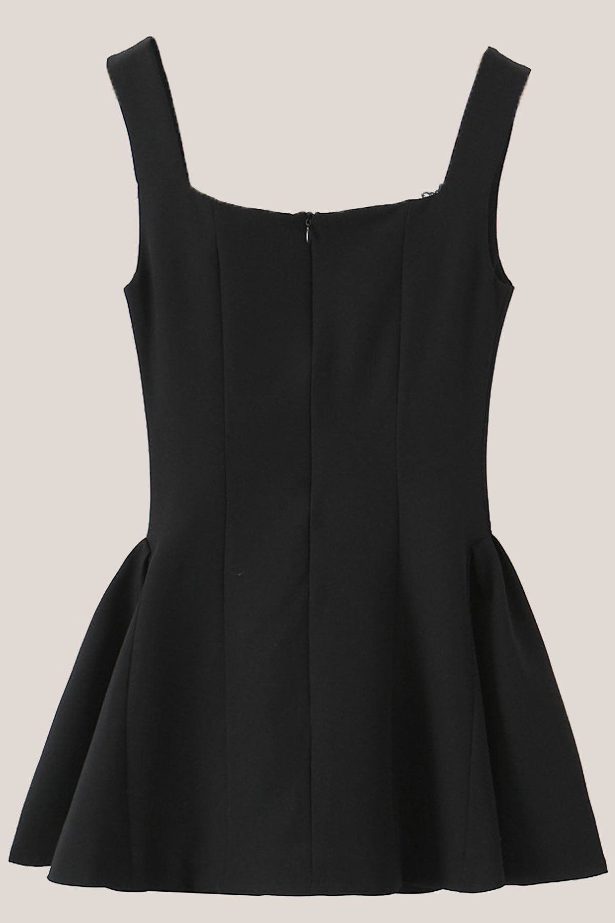 Robe noire courte en dentelle et coton coupe trapèze à encolure arrondie - Harana
