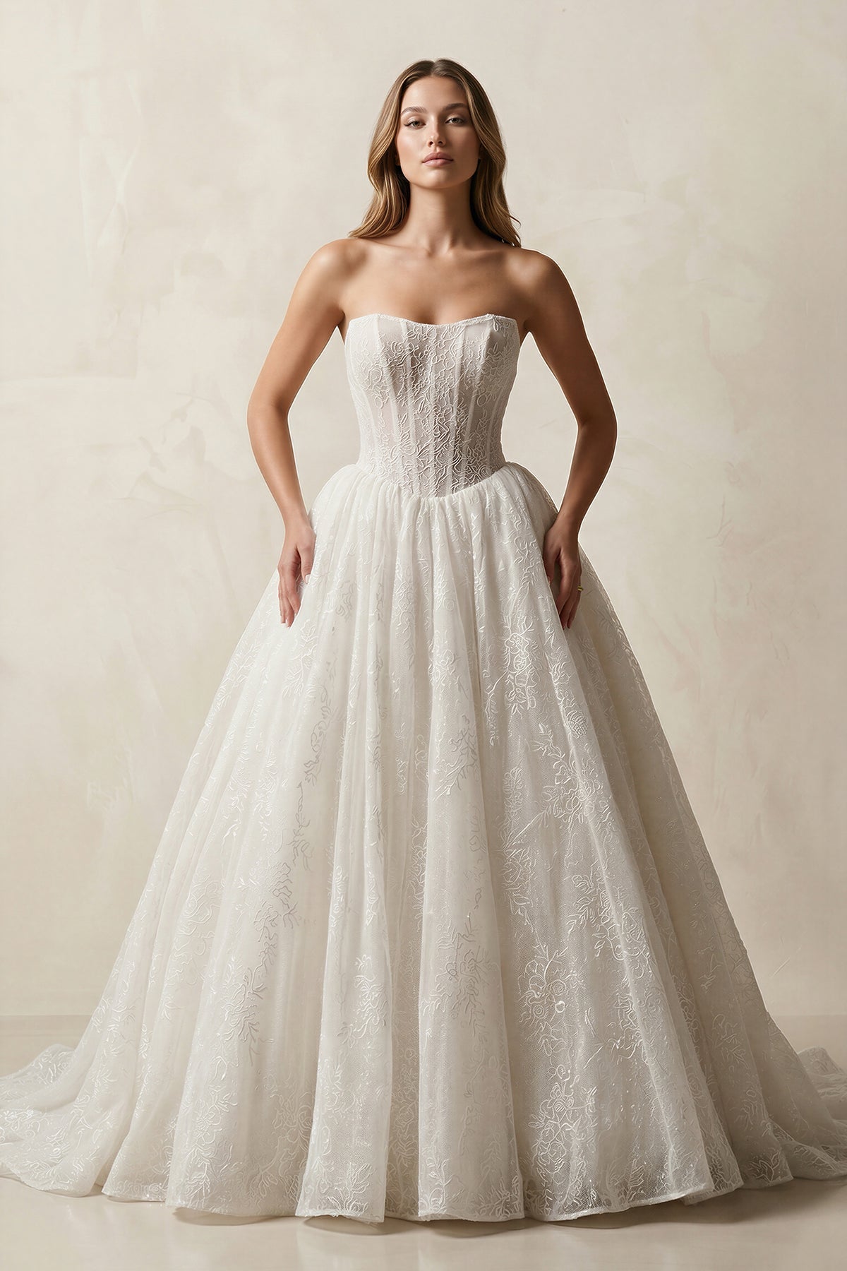 Robe de mariée ivoire courte bustier sans manches à corset - Harana