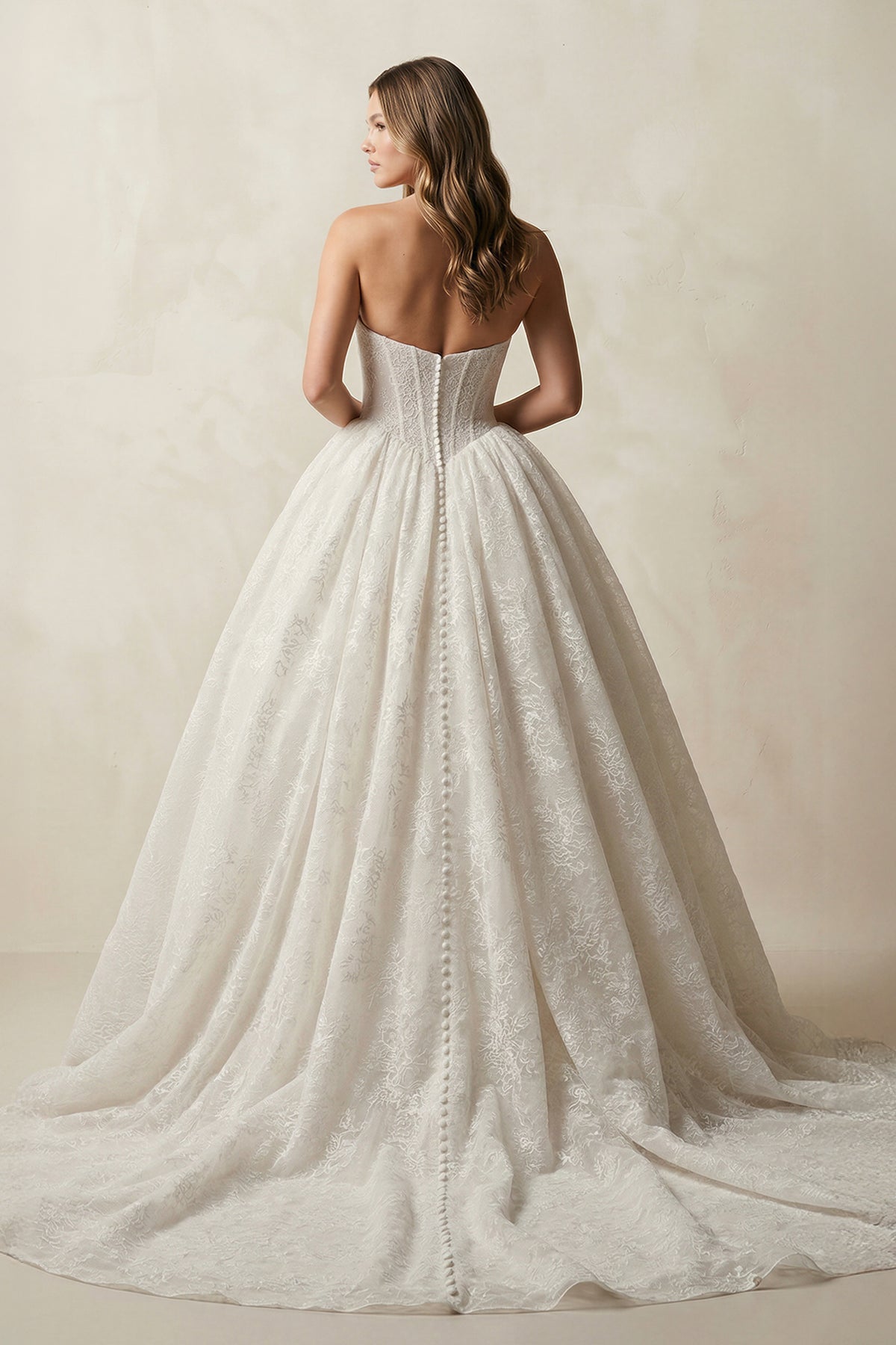 Robe de mariée ivoire courte bustier sans manches à corset - Harana
