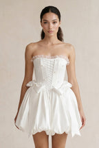 Robe de mariée courte ivoire en dentelle bustier sans manches - Harana