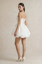 Robe de mariée courte ivoire en dentelle bustier sans manches - Harana