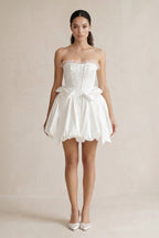 Robe de mariée courte ivoire en dentelle bustier sans manches - Harana