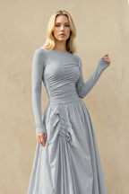 Robe longue bleu poudré effet drapé - Harana