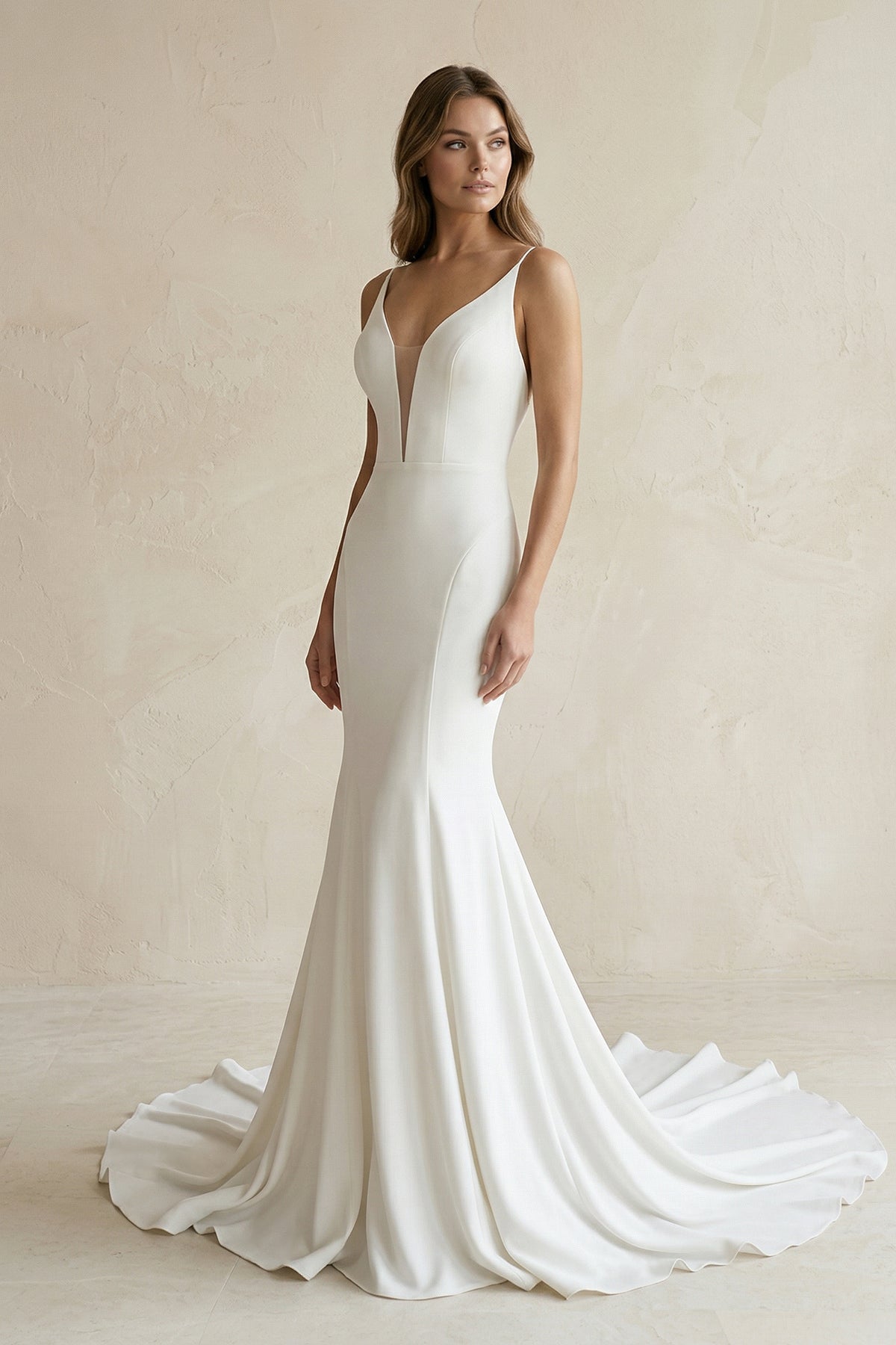 Robe de mariée blanche satinée coupe sirène dos nu - Harana