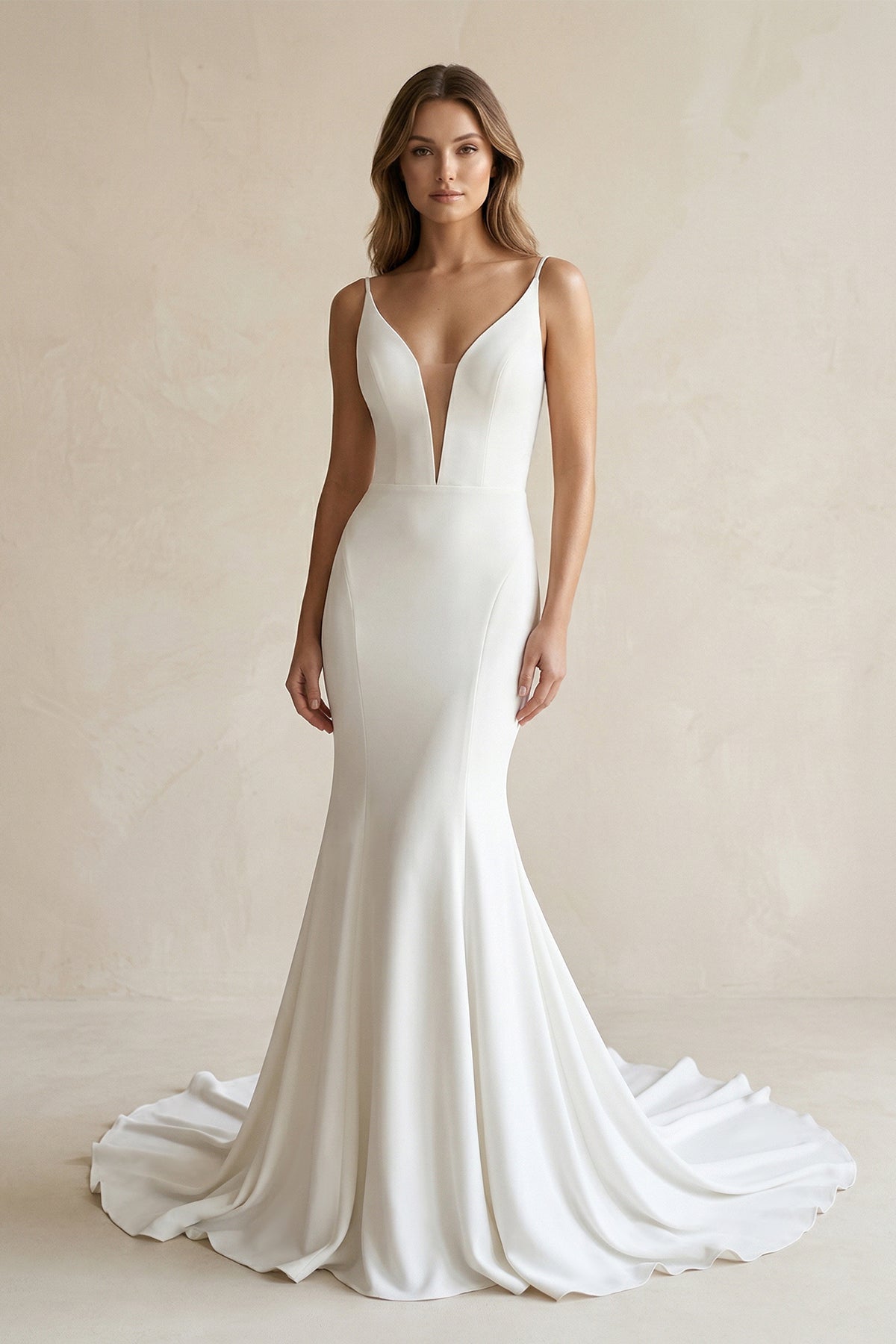 Robe de mariée blanche satinée coupe sirène dos nu - Harana