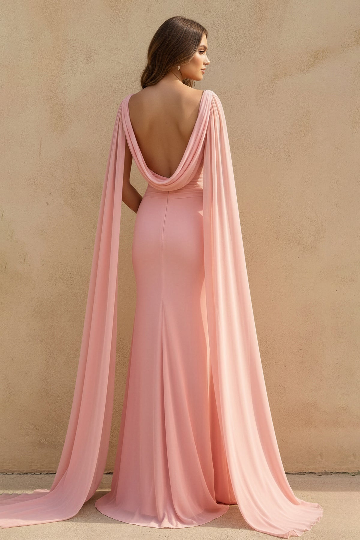 Robe longue rose coupe sirène - Harana