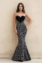 Robe longue noir coupe sirène bustier - Harana