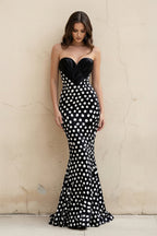 Robe longue noir coupe sirène bustier - Harana