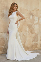 Robe ivoire satinée coupe sirène - Harana