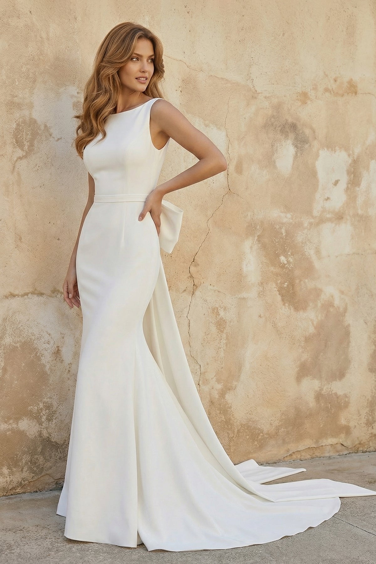 Robe ivoire satinée coupe sirène - Harana