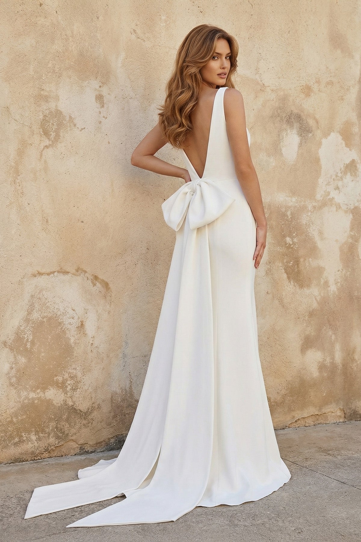 Robe ivoire satinée coupe sirène - Harana