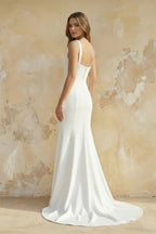 Robe blanc satinée coupe sirène - Harana
