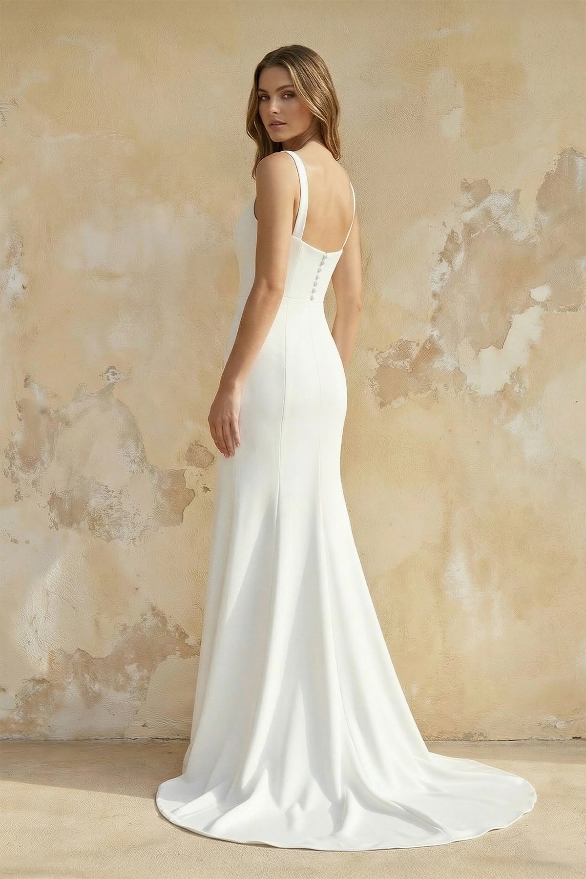 Robe blanc satinée coupe sirène - Harana