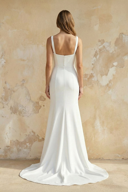 Robe blanc satinée coupe sirène - Harana