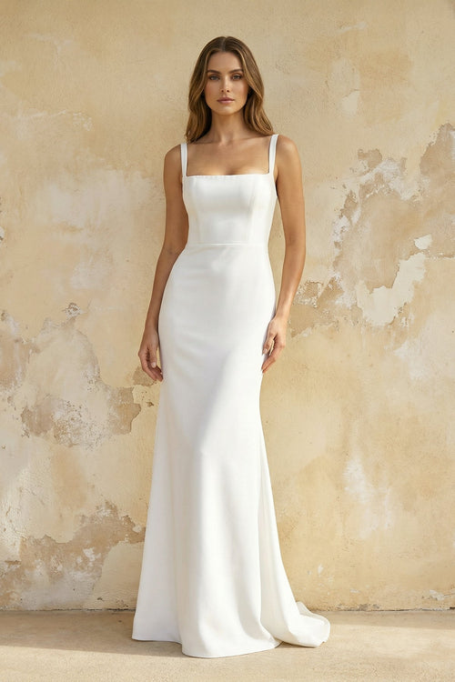 Robe blanc satinée coupe sirène - Harana