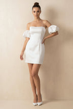 Robe de mariée blanche satinée coupe sirène bustier - Harana